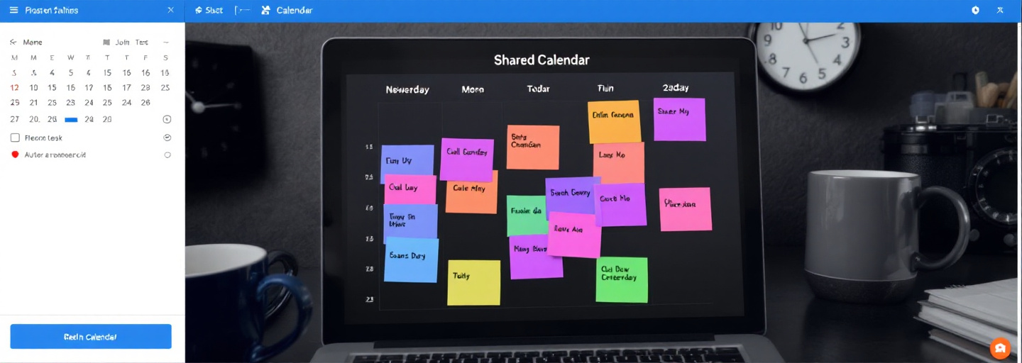 Desk with global meeting calendar