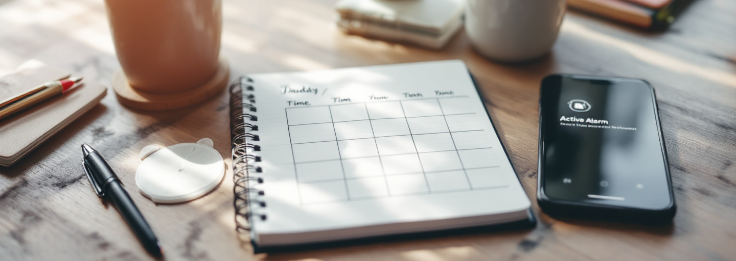 Notebook with time block schedule