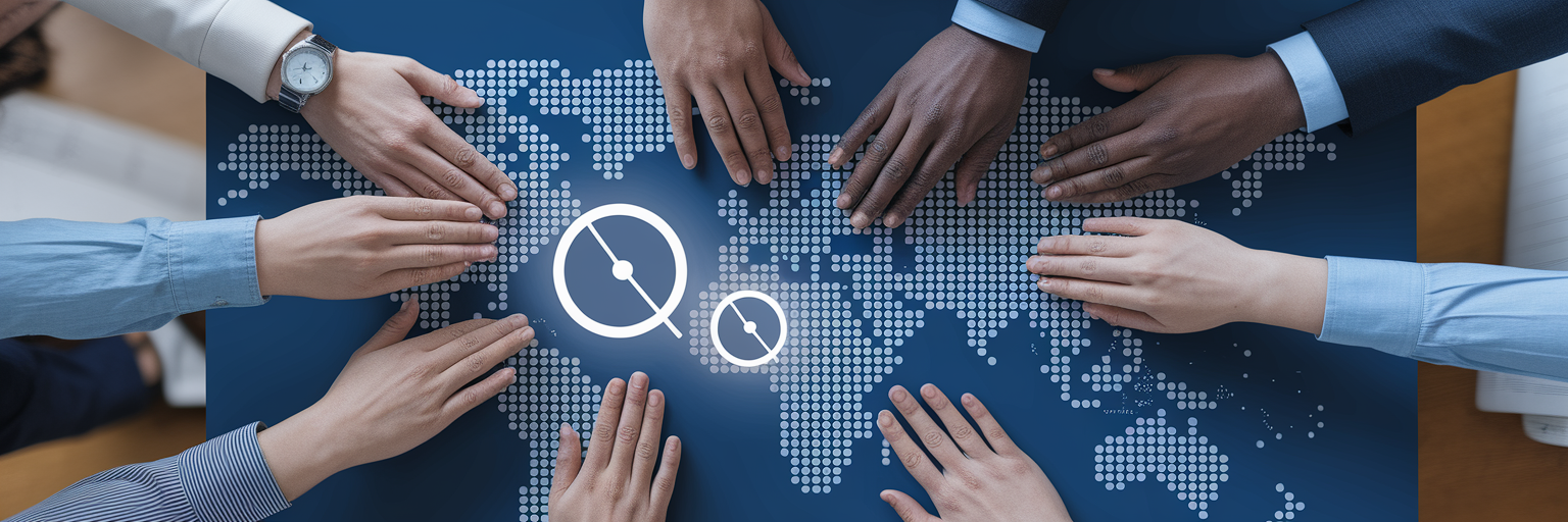 Global team collaboration across time zones.
