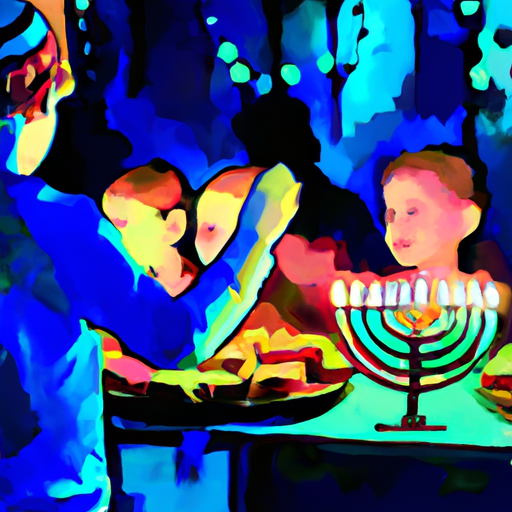 Children celebrating Hanukkah, First Night