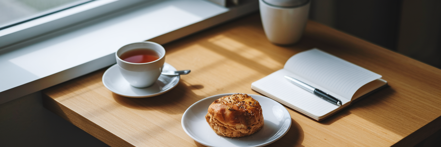 Mindful morning planning breakfast journal