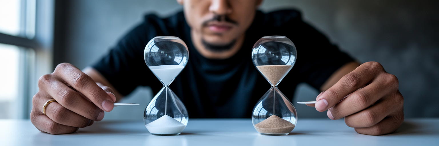 Person choosing time management tool