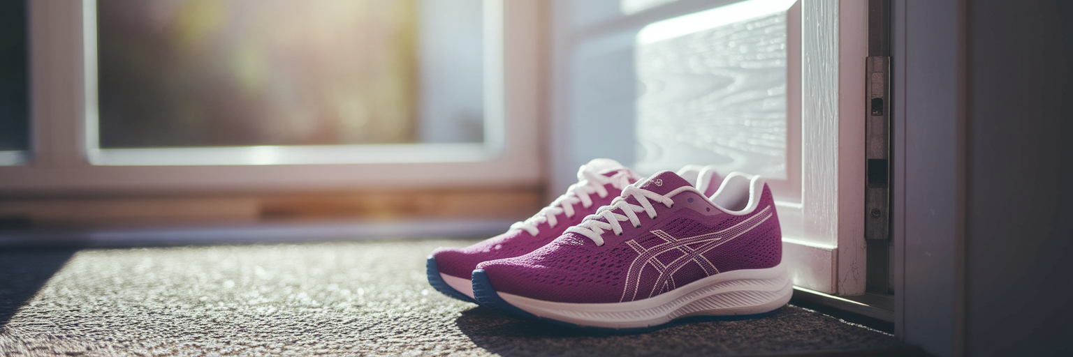 Running shoes ready morning routine