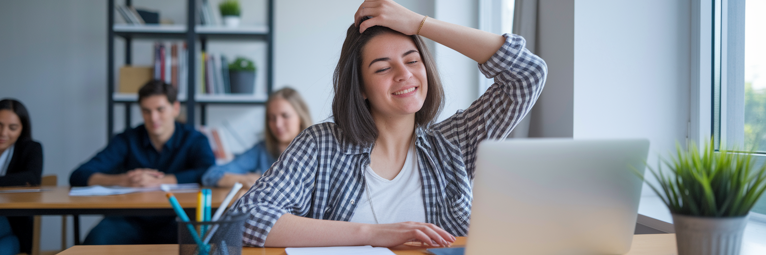 Student taking refreshing study break
