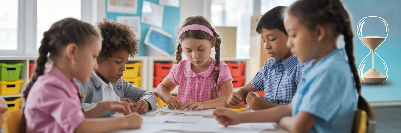 Students collaborating classroom timed activity