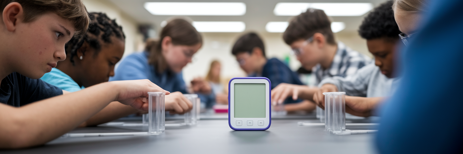 Students using a timer for group work.