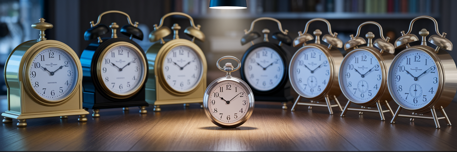 Various clocks showing different times